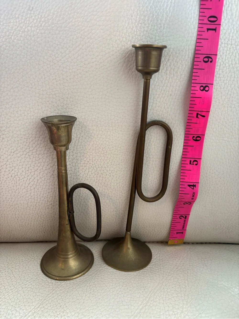 Antique-Style Brass Candle Holders - Brown Finish